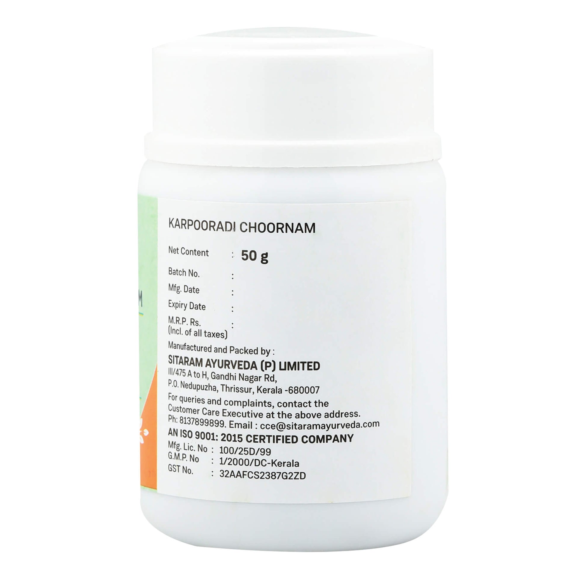 KARPOORADI CHOORNAM 50GM - Sitaram Ayurveda Store