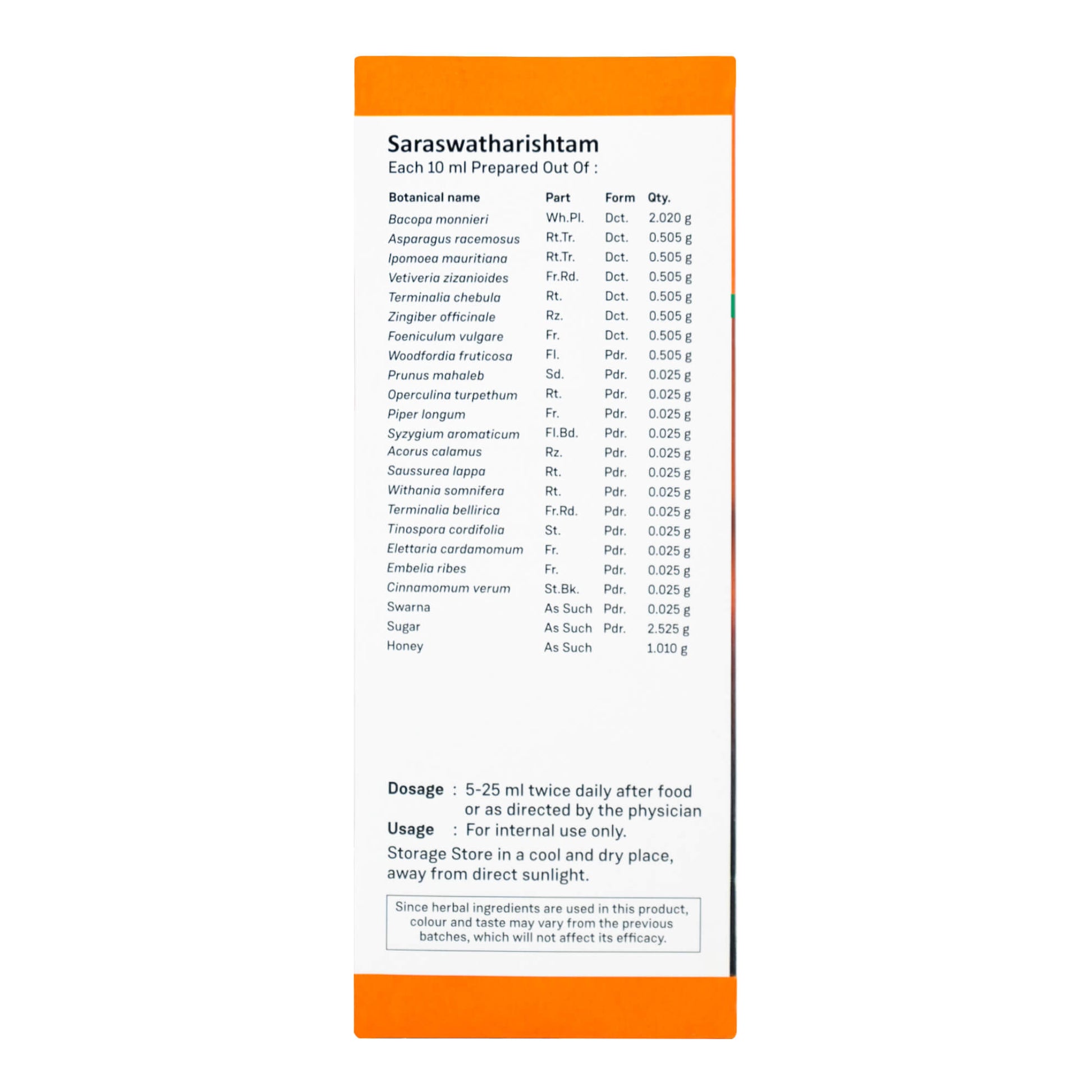 SARASWATHARISHTAM WITH GOLD 450 ML