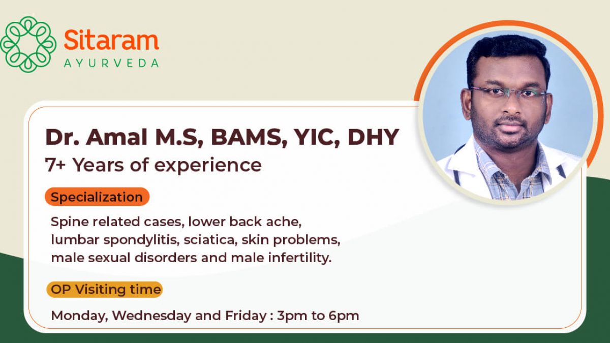 Consult Dr. Amal M.S BAMS YIC DHY Sitaram Ayurveda Palakkad